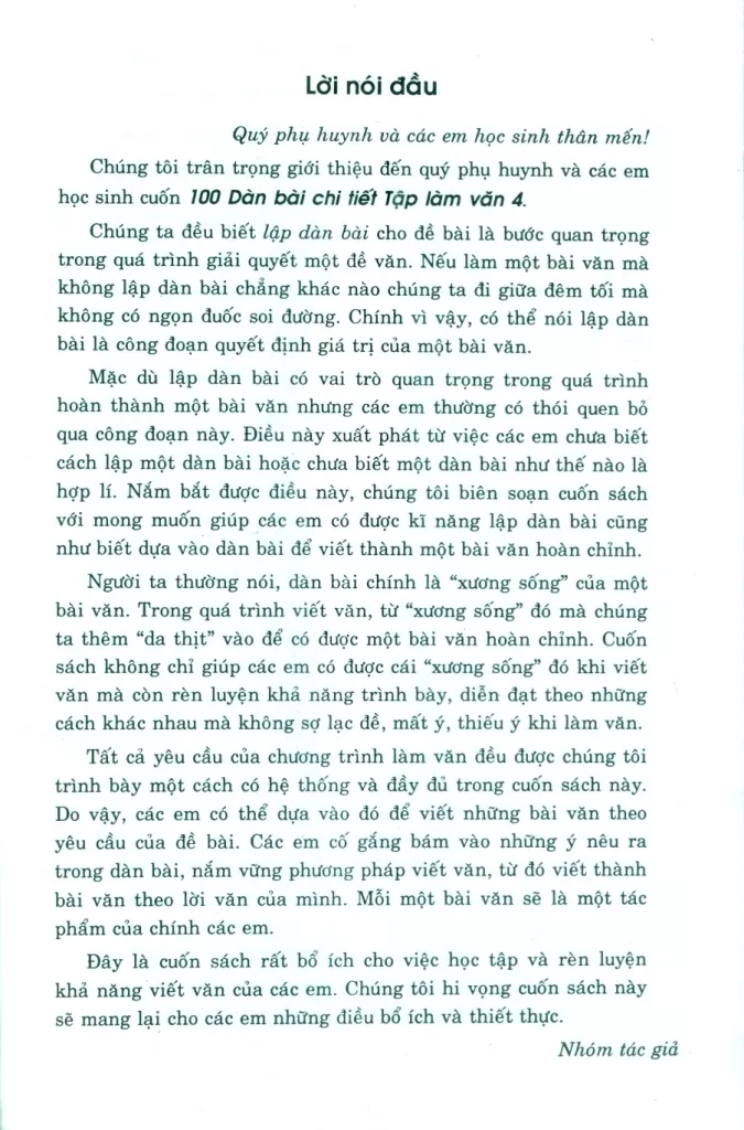 100 DÀN BÀI CHI TIẾT TẬP LÀM VĂN LỚP 4 (Dùng chung cho các bộ SGK hiện hành)